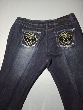 Dereon Jeans Womens 24W Distressed Patch Y2K Denim Straight